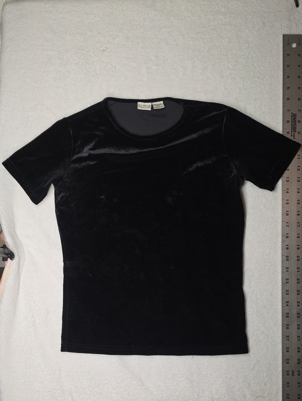 INC International Concepts Black Velvet Short Sleeve Tee